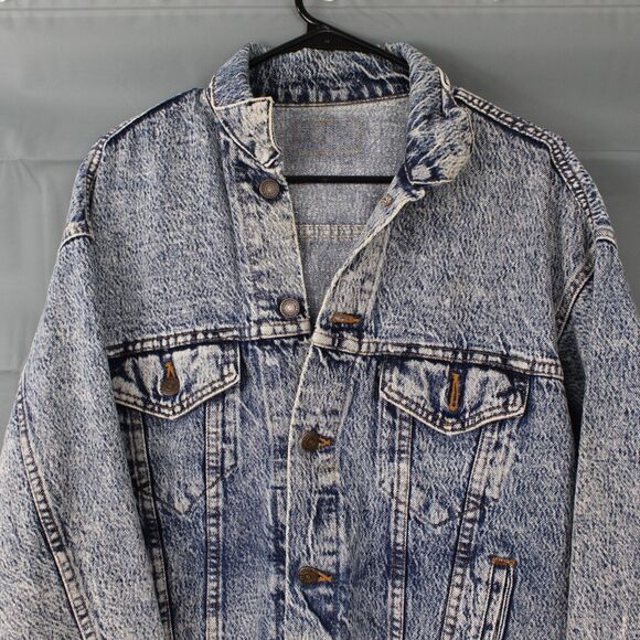 Vintage 80s Levis Jacket Medium Trucker Jean Denim Acid Wash Made In USA 70507 - Picture 2 of 10